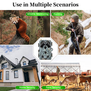 Pack x2 Blazevideo A106W 4K WIFI 64MP Caméra de surveillance 100ft Vision nocturne activée par le mouvement, vitesse de déclenchement de 0,1 seconde, sans lueur, étanche, pour l'observation de la faune et la sécurité du jardin