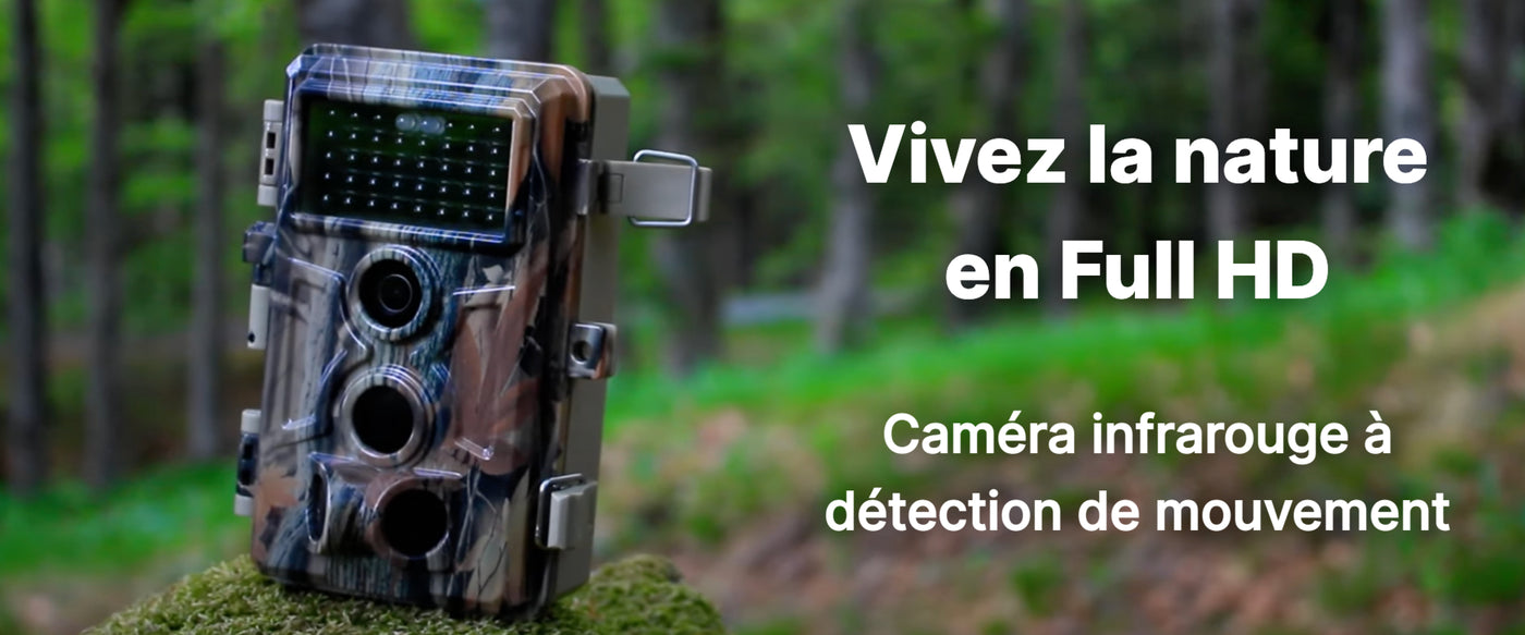 Camera de chasse et piège photographique Blaze Video: caméra infrarouge à détection de mouvement. Angle de détection jusqu'à 120°, jusqu'à 30 mètres de détection. Pas d'effet de halo, prise de photo et vidéo de jour comme de nuit. 