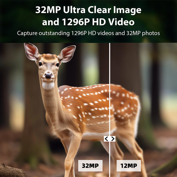 Caméra et Moniteurs de Chasse 1296P Vidéo & 32MP Photo avec 100ft Vision Nocturne Mouvement Activé 0.1s Vitesse de Déclenchement Lmperméable à L'eau Pour Sécurité Domestique, Repérage de La Faune en Extérieur | T306 Vert