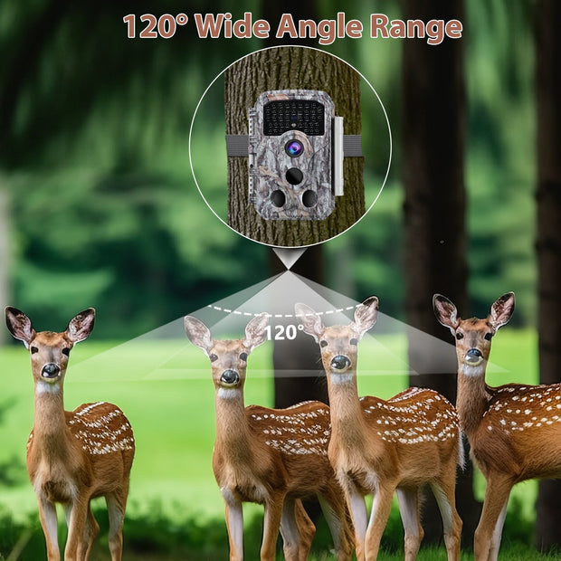 Caméra et Moniteurs de Chasse 1296P Vidéo & 32MP Photo avec 100ft Vision Nocturne Mouvement Activé 0.1s Vitesse de Déclenchement Lmperméable à L'eau Pour Sécurité Domestique, Repérage de La Faune en Extérieur | T306 Gris