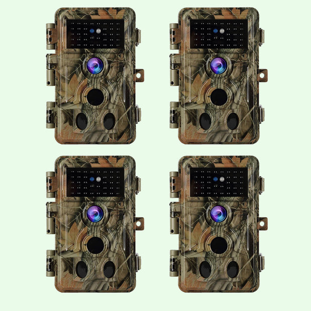 Pack x4 Caméras Piège Photo 48MP 1296P 940nm IR Camera Chasse Infrarouge Vision Nocturne, 0,1s Vitesse de Dclenchement Caméra de Jeu IP66 Étanche|A262