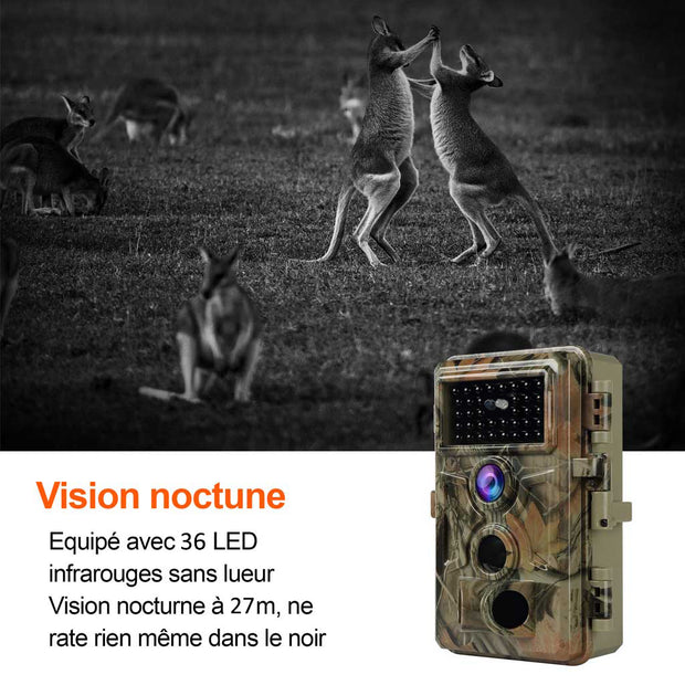Caméra de Chasse 48MP 1296P 940nm IR Camera Chasse Infrarouge Vision Nocturne, 0,1s Vitesse de Dclenchement Caméra de Jeu IP66 Étanche |A262Vert