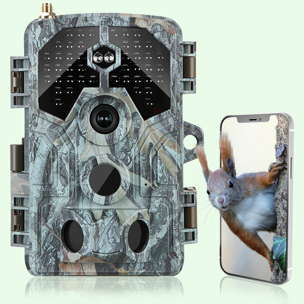 Blazevideo A106W 4K WIFI 64MP Caméra de surveillance 100ft Vision nocturne activée par le mouvement, vitesse de déclenchement de 0,1 seconde, sans lueur, étanche, pour l'observation de la faune et la sécurité du jardin