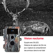 Caméra de Chasse Nocturne Vision 32MP HD 1296P,Détection de Mouvement PIR de 70° Étanche IP66 et Fonction Time Lapse |A252 Sombre