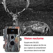 Pack x4 Caméras Animaux Nocturne Vision 32MP HD1296P,Détection de Mouvement PIR de 70° Étanche IP66 et Fonction Time Lapse |A252 Camouflage Sombre