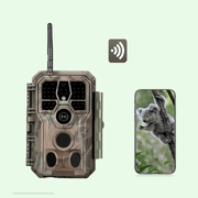 Caméra de Chasse WiFi Bluetooth, 32MP HD 1296P et Vision Nocturne,0.1S Temps de Déclenchement,No Glow LED Infrarouge et IP66 Étanche|A280W Marron