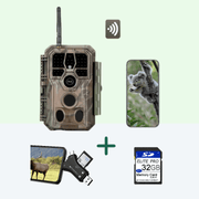 Caméra de Chasse WiFi, 32MP HD 1296P,0.1S Temps de Déclenchement,No Glow LED Infrarouge et IP66 Étanche| A280W+ cartes SD 32Go et lecteur carte SD