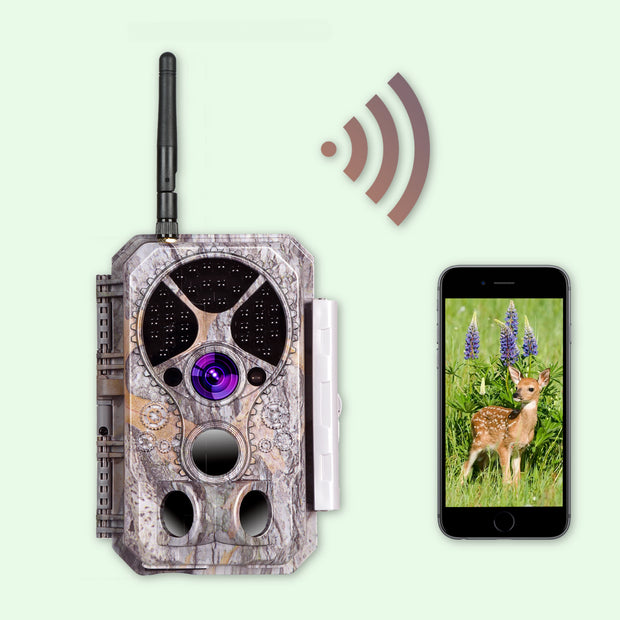 Caméra de Chasse Nocturne WiFi 32MP 1296P, 0.1S Temps de Déclenchement, Détection de Mouvement 120°PIR, IP66 Étanche|A350W Gris