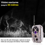 Caméra de Chasse Nocturne WiFi 32MP 1296P, 0.1S Temps de Déclenchement, Détection de Mouvement 120°PIR, IP66 Étanche|A350W Gris