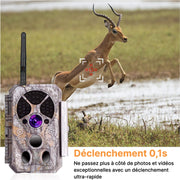 Caméra de Chasse Nocturne WiFi 32MP 1296P, 0.1S Temps de Déclenchement, Détection de Mouvement 120°PIR, IP66 Étanche|A350W Gris