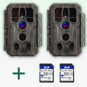 Pack x2 Caméras Piège Photo 24MP 2K+ son et x2 cartes SD 32Go