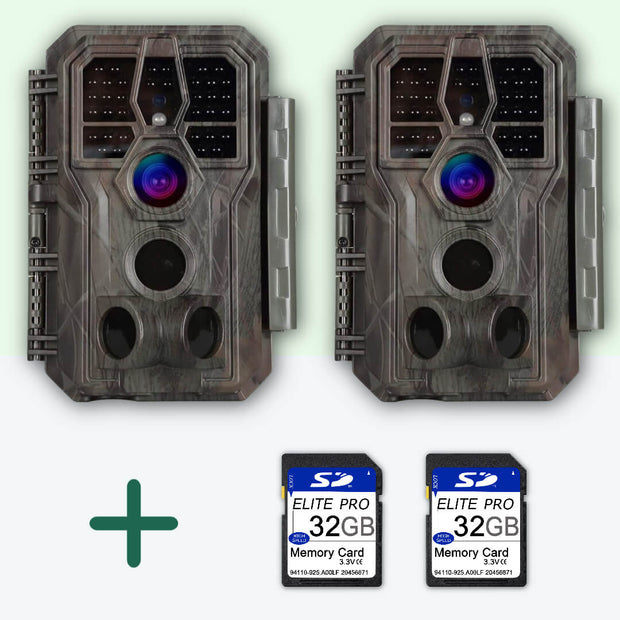 Pack x2 Caméras Piège Photo 24MP 2K+ son et x2 cartes SD 32Go