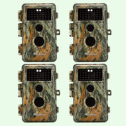 Pack x4 Caméras de Chasse Nocturne Vision 32MP HD 1296P,Détection de Mouvement PIR de 70° No Glow Invisible,Étanche IP66|A252 Vert