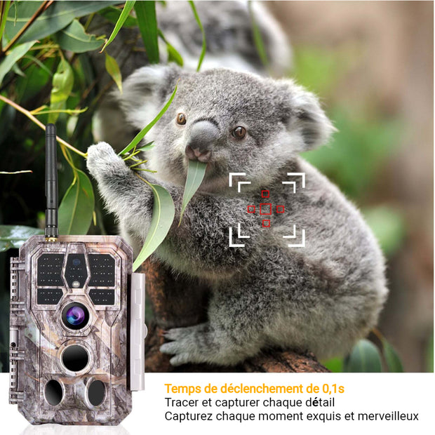 Caméra de Chasse WiFi Bluetooth, 48MP HD 1296P et Vision Nocturne,0.1S Temps de Déclenchement,No Glow LED Infrarouge et IP66 Étanche|A280W Vert