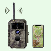 Caméra de Chasse WiFi Bluetooth,32MP et des vidéos HD 1296P,Détection de Mouvement 110°PIR, Protection de Mot de Passe et IP66 Étanche|W600 Brun