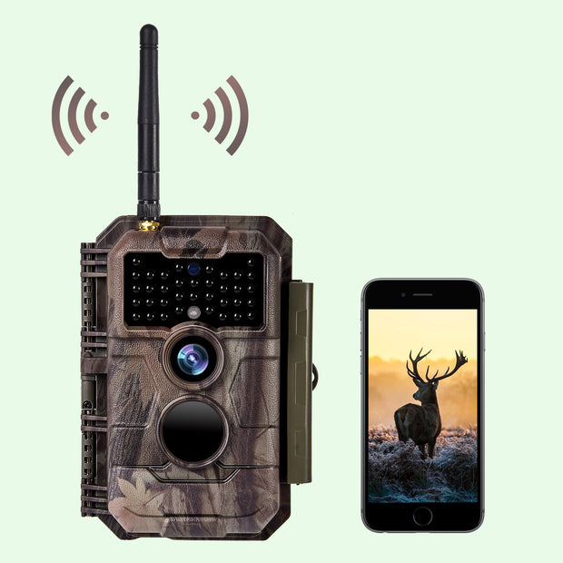 Caméra de Chasse WiFi Bluetooth,32MP et des vidéos HD 1296P,Détection de Mouvement 110°PIR, Protection de Mot de Passe et IP66 Étanche|W600 Rouge