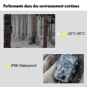 Pack x2 Caméras de Chasse, 32MP 1296P avec Son et Vision Nocturne,0.1S Temps de déclenchement No Glow LED Infrarouge, IP66 Étanche|A280 Gris clair