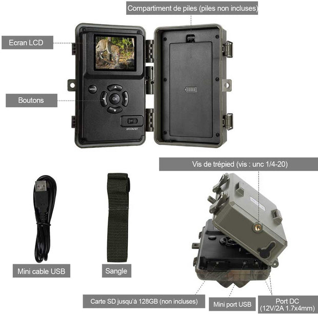 Pack x5 Caméras Piège Photographique Distance Camouflage Vert foncé